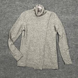 Cullen Womens Cashmere Crossover Sweater Size Small Gray Turtleneck Long Sleeves